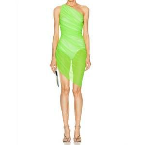 NEW NORMA KAMALI diana mini dress in neon green